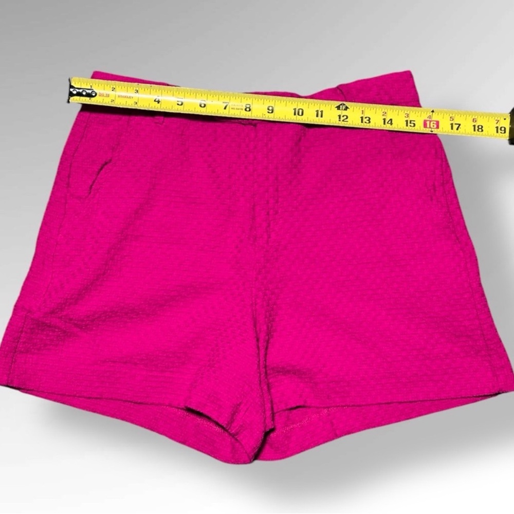 Draper James RSVP Pink High Waist Shorts Women Tailored Cotton Knit Gold Button - Picture 4 of 7